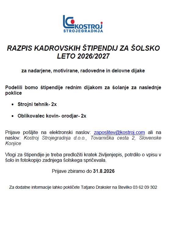 oglas kadrovske štipendije