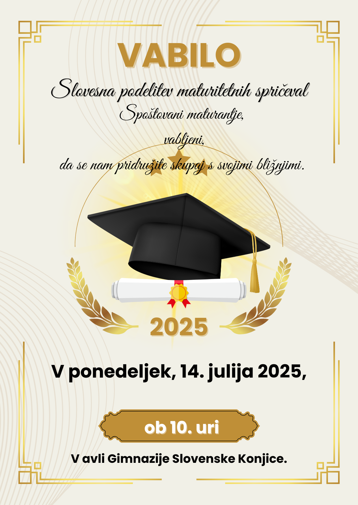 PODELITEV MATURITETNIH SPRIČEVAL - julij 2025